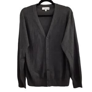 Turnbury 100% Merino Wool Cardigan Sweater Button Front Gray M Quiet Luxury